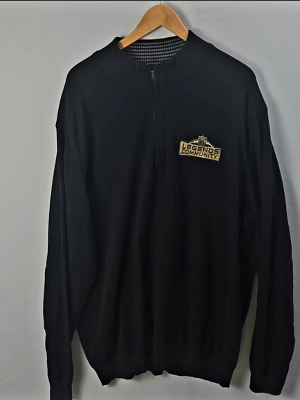 NFL Legends Football Long Sleeve Ribbed Quarter Zip Sweater Blsck Sz‎ XXL